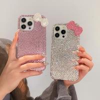 Girl Bow Rhinestone for Apple 16 Phone Case Full Diamond for Iphone15pro Max Luxury Case 14