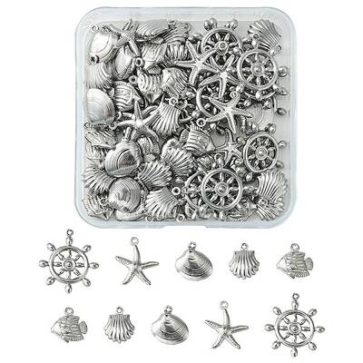 60Pcs 5 Styles Stainless Steel Charms