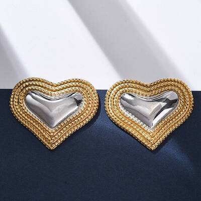 304 Stainless Steel Two Tone Stud Earrings
