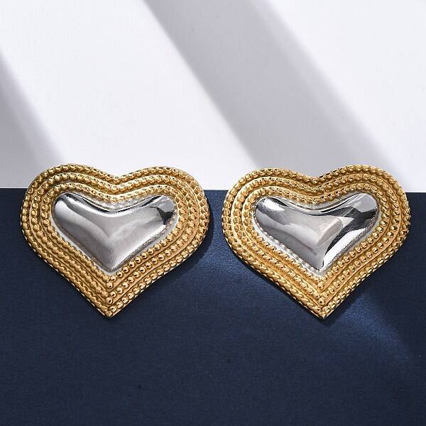 304 Stainless Steel Two Tone Stud Earrings