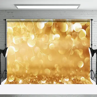 Aperturee Gold Glitter Shiny Sparkle Happy New Year Backdrop - Aperturee