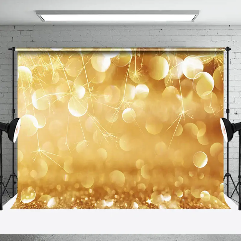 Aperturee Gold Glitter Shiny Sparkle Happy New Year Backdrop - Aperturee