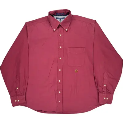 Tommy Hilfiger Original Oxford Shirt - Large - Red Cotton