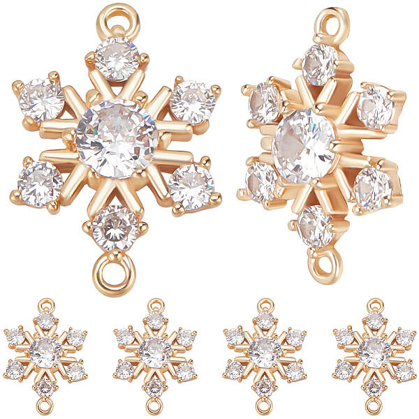 10Pcs Brass Micro Pave Clear Cubic Zirconia Connector Charms