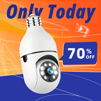 FHD Light Bulb Security Camera 2.4Ghz Wi-fi Indoor/Outdoor Full Color Day/Night Camera, Motion Detection, Sound & Light Alarm...