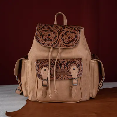 Wrangler Backpack Purse for Women Men Vintage Floral Tooled Designer large Capacity Travel Bags