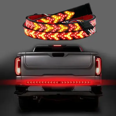 Fishbone Shaped LED Tailgate Light Bar, 60-Inch LED Tailgate Lights, Brake Running Sequential Turn Signal Strip Strobe Light ...