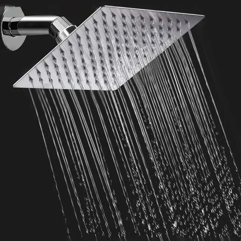 Rain Shower Head, 1 Count Universal Large Area Shower Head, 360 Degree Rotation Square Rain Shower Head, Bathroom Accessories...