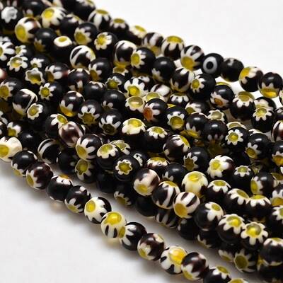 Round Millefiori Glass Beads Strands