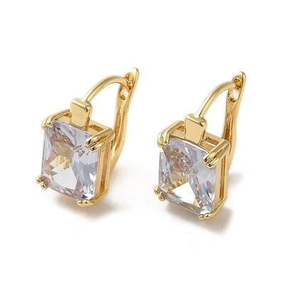 Golden Brass Micro Pave Cubic Zirconia Hoop Earrings