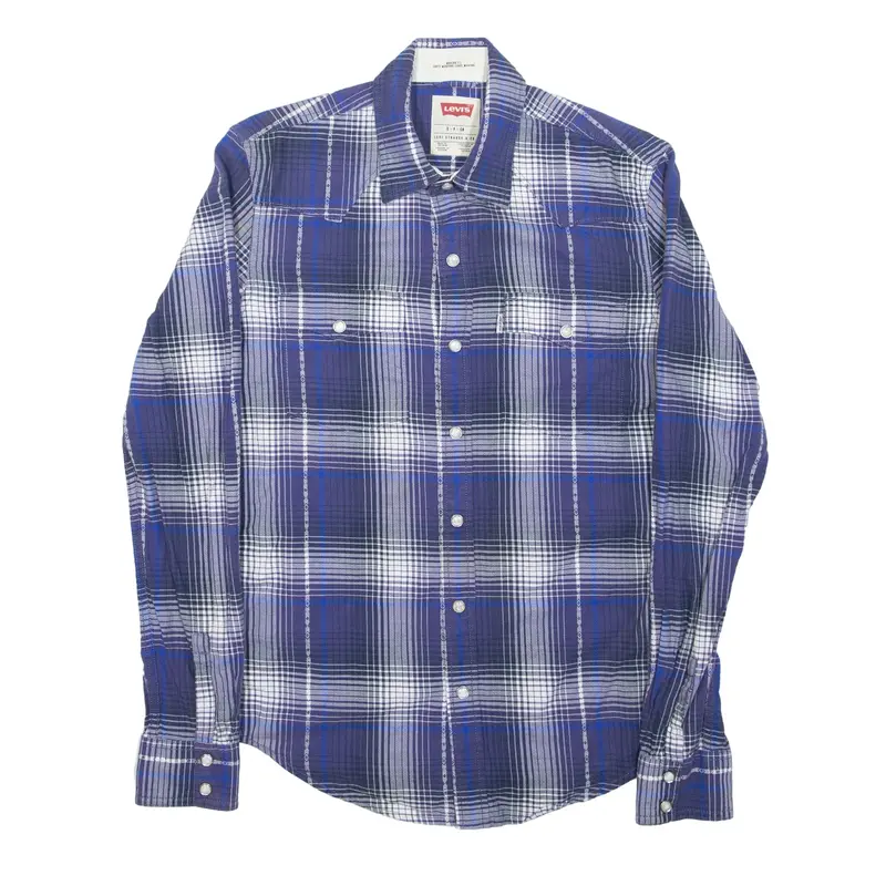 LEVI'S Modern Fit Shirt Blue Plaid Long Sleeve Mens S
