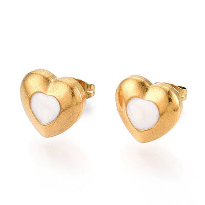 Heart 304 Stainless Steel Enamel Stud Earrings