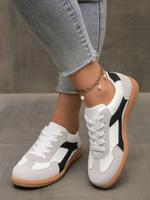 Women's Colorblock Lace Up Low Top Sneakers, Casual Comfortable Breathable Sports Running Shoes, All-match Non-slip Sneakers ...
