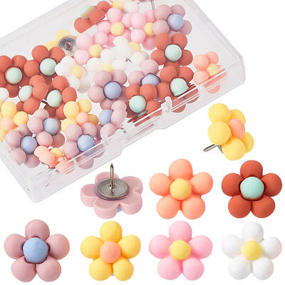 30Pcs 6 Colors Iron Push Pins