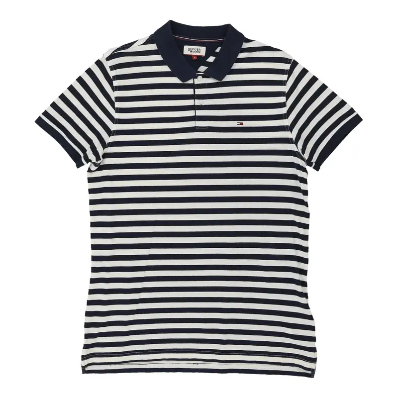 Hilfiger Denim Striped Polo Shirt - Large Block Colour Cotton