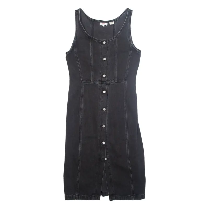 LEVI'S Womens A-Line Dress Black Denim Sleeveless Midi S