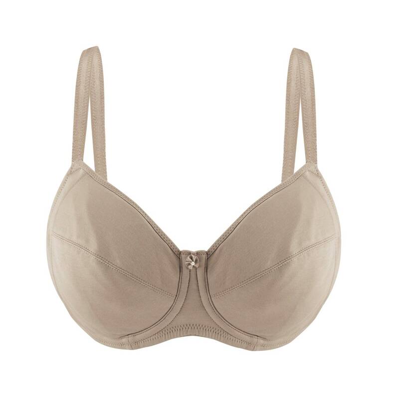 Shell-Underwired Silk & Organic Cotton Full Cup Bra with removable paddings | Size: 36D | Color: Shell