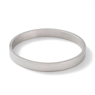 Non-Tarnish 304 Stainless Steel Grooved Heart Bangles