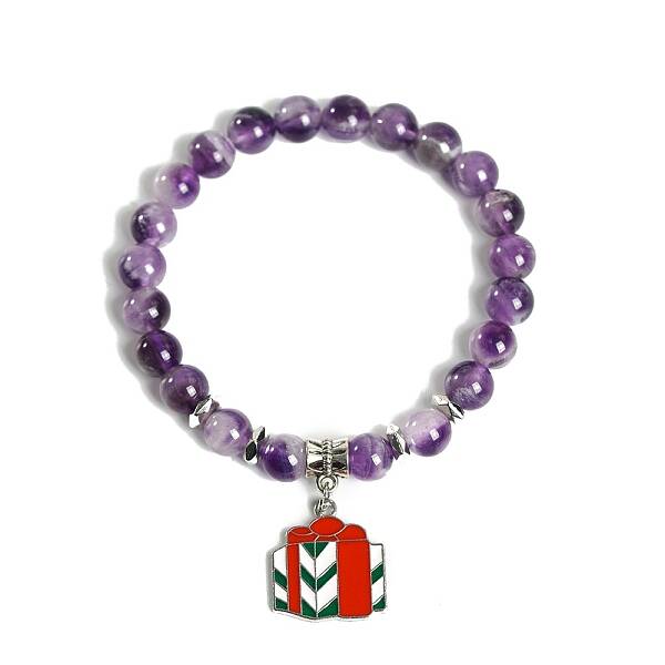Christmas Theme Natural Amethyst Stretch Bracelets
