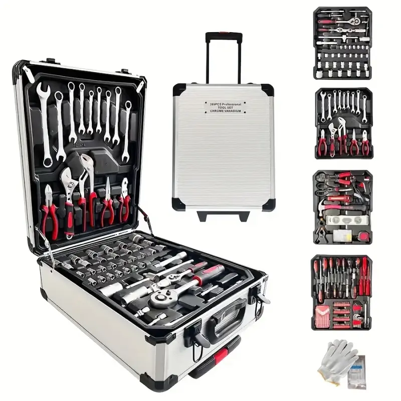 899PCS Large Capacity Metal Hand Toolbox, The Ultimate Home Repair Master Set - Comprehensive Toolbox, With 4 Drawers, Genera...