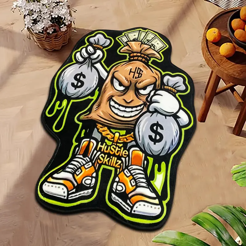 Cartoon Moneybag & Man Pattern Carpet, 1 Count Cute Creative Non-slip Soft Floor Mat, Decorative Rug for Home Living Room Bed...