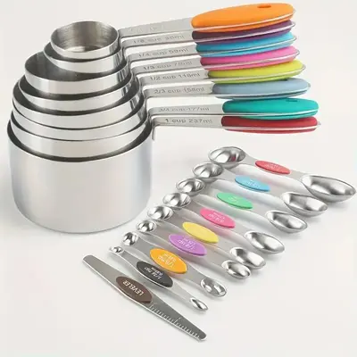 Stainless Steel Measuring Spoon & Cup Set, 17pcs/set Magnetic Measuring Spoon & Cup, Baking Tool, Kitchen Gadgets, Household ...