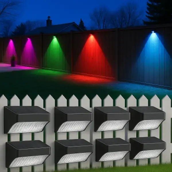 Great Deal Solar Fence Lights - Waterproof & Durable RGB 10 Modes Outdoor Lighting for Fences Decks Patios and Yards IP65 Rat...