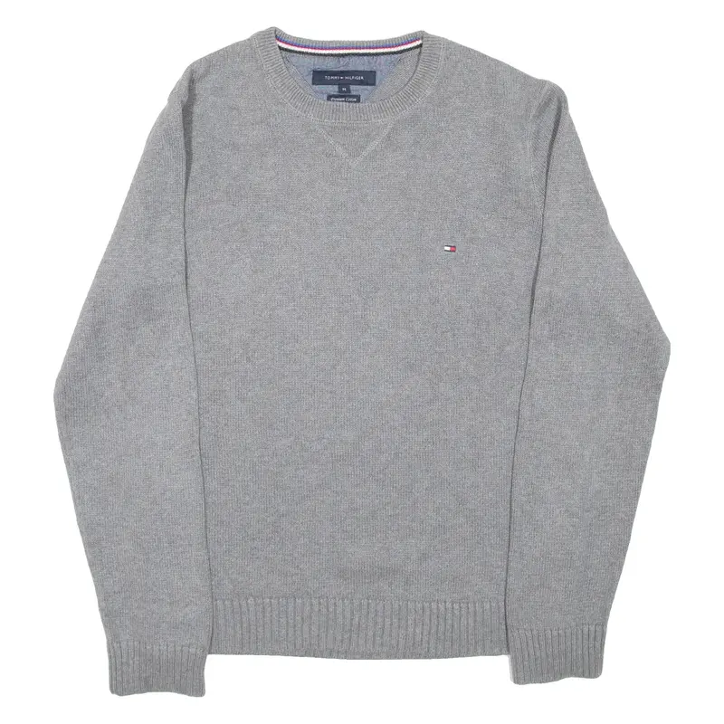 TOMMY HILFIGER Mens Jumper Grey Tight Knit M