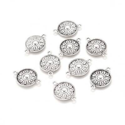 Flat Round Tibetan Style Alloy Links connectors