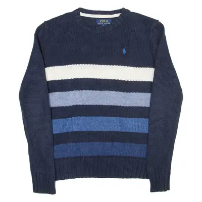 POLO RALPH LAUREN Boys Patterned Jumper Blue Striped Tight Knit M