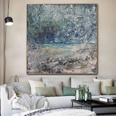 Original Rainy Paintings On Canvas Abstract Beach Creative Colorful Artwork Modern Texture Oil Painting Wall Art for Home | R...