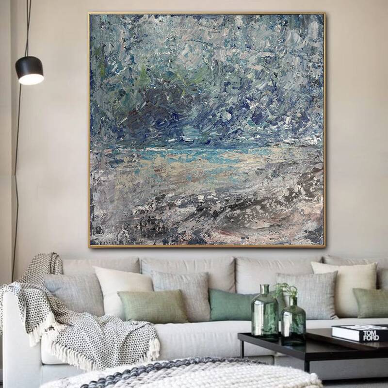 Original Rainy Paintings On Canvas Abstract Beach Creative Colorful Artwork Modern Texture Oil Painting Wall Art for Home | R...