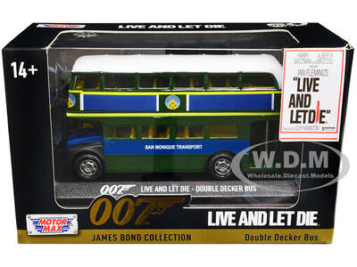 Double Decker Bus San Monique Transport James Bond 007 Live and Let Die (1973) Movie James Bond Collection Series Diecast Mod...