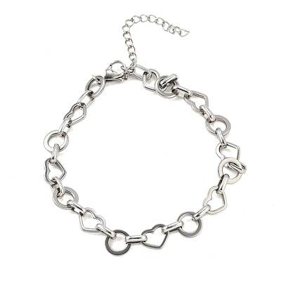 304 Stainless Steel Heart & Flat Round Link Bracelets for Men & Women