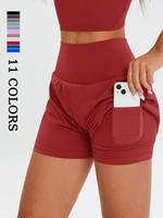 Women's Solid Color Sports Shorts, High Stretch Yoga Shorts, Workout Shorts, Ladies Sportswear for Indoor Outdoor Wear, Worko...