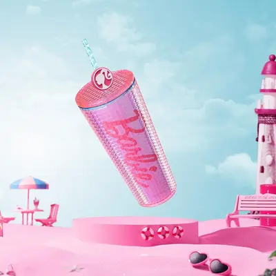 Barbie Daylight Shiny Series Double Layer Drinking Bottle 775mL Large Capacity Water Bottles With Straw Cute Portable Bottle ...