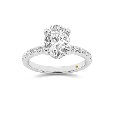 Aurelia Three Quarter Coverage Hidden Halo Oval Lab Grown Diamond Engagement Ring | 18K White Gold 2 1/10 CT. TW.