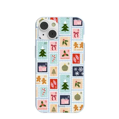 Powder Blue Noel Stamps iPhone 14/16e Case