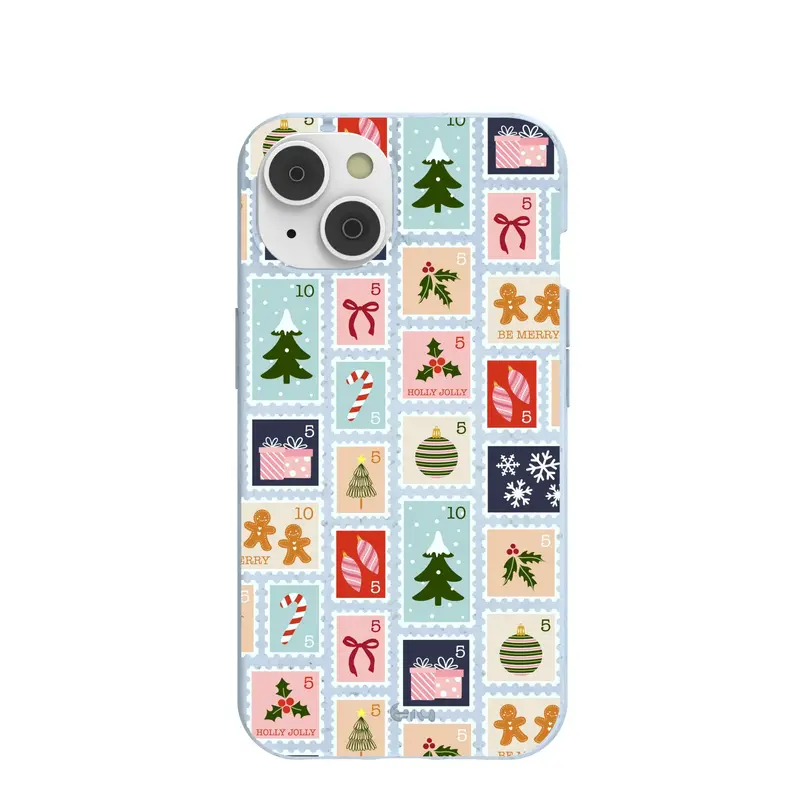 Powder Blue Noel Stamps iPhone 14/16e Case