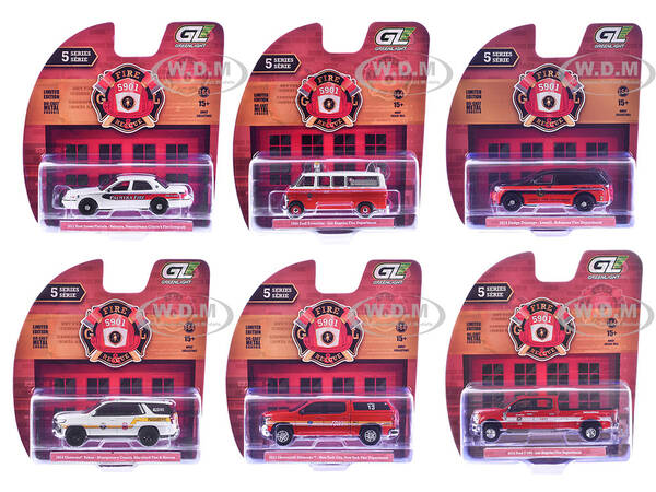 Fire & Rescue Series #5 Set of 6 Cars 1/64 Diecast Model Cars by Greenlight