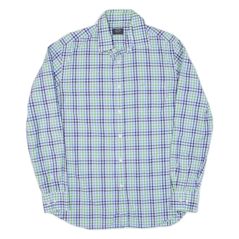 PAUL & SHARK Mens Shirt Green Check Long Sleeve L