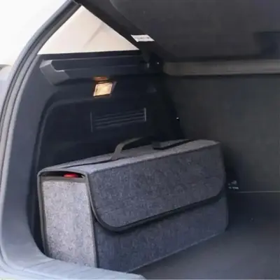 Large Capacity Felt Car Trunk Storage Box, Portable Foldable Car Trunk Organizer, Car Interior Storage Container with Handl...