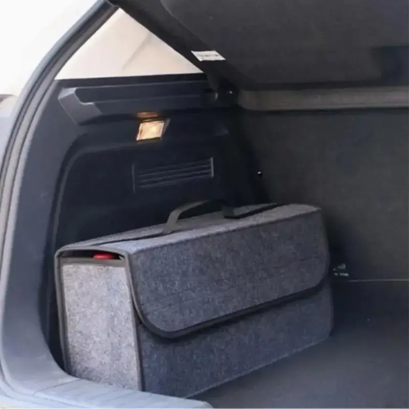 Large Capacity Felt Car Trunk Storage Box, Portable Foldable Car Trunk Organizer, Car Interior Storage Container with Handl...
