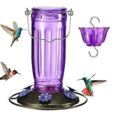 Kingsyard 16 Oz Glass Hummingbird Feeder With Ant Moat & 6 Feeding Ports for Outdoor Wild Birds Garden Yard