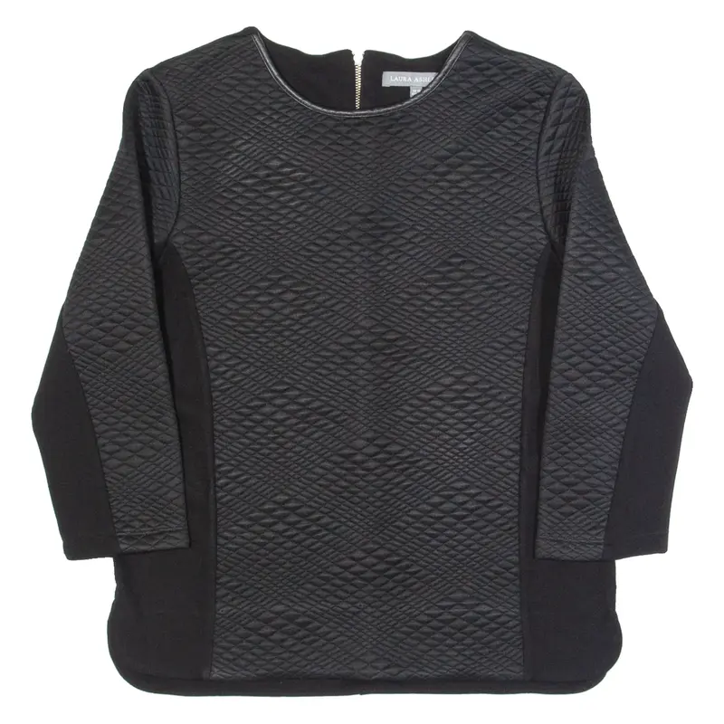 LAURA ASHLEY Womens Top Black 3/4 Sleeve UK 10