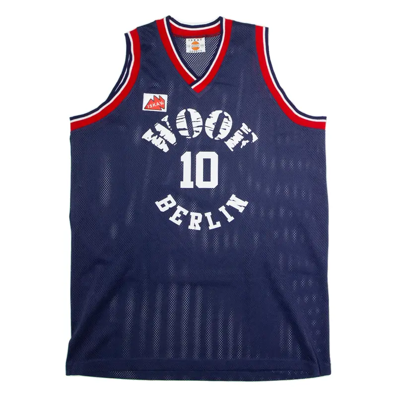 ISKAY SPORTS Woof Berlin #10 Basketball Mens Jersey Blue Sleeveless 90s 3XL