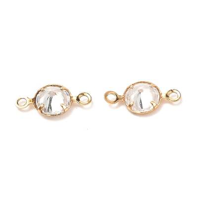 Brass Micro Pave Clear Cubic Zirconia Link Connectors