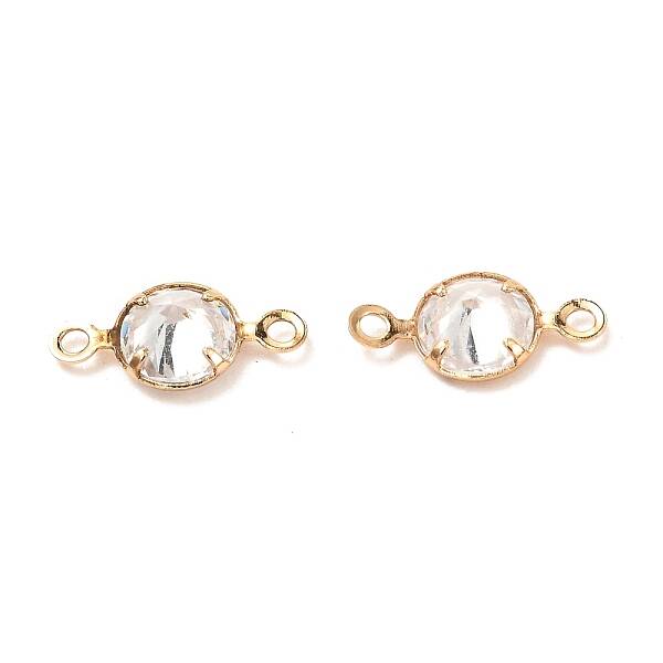 Brass Micro Pave Clear Cubic Zirconia Link Connectors