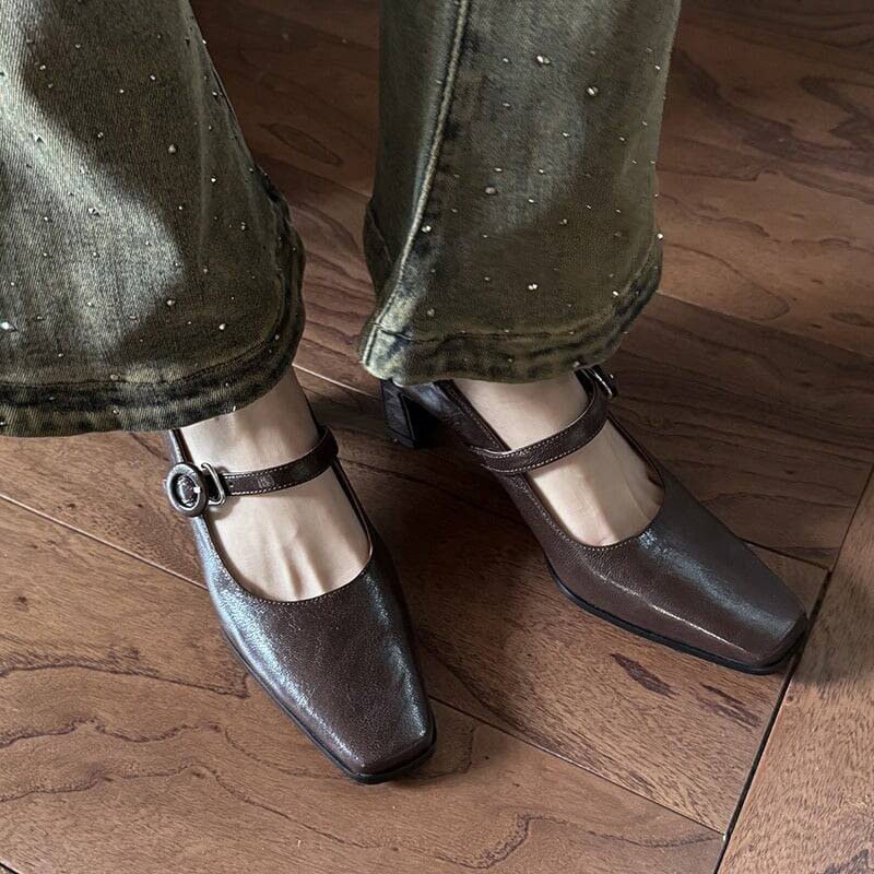CHIKO Berlioz Square Toe Chunky Heels Mary Jane Shoes