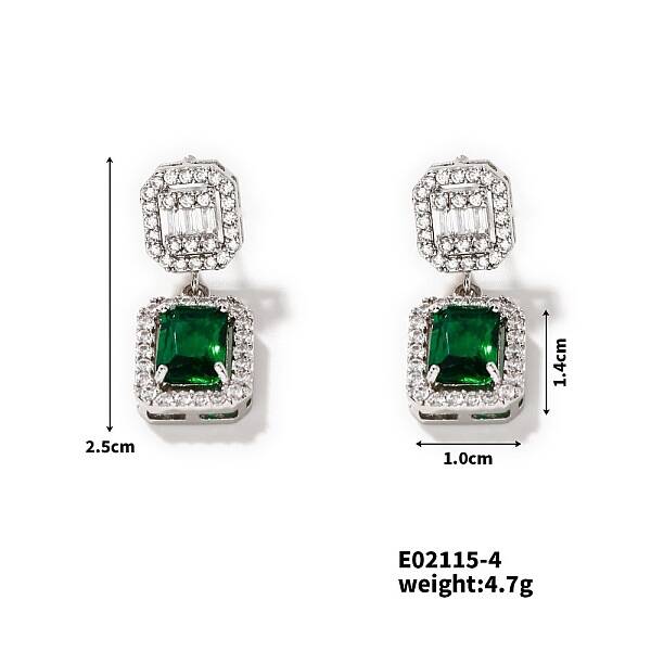 Elegant Square Copper Inlaid Zircon Women's Stud Earrings Fashionable Accessories
